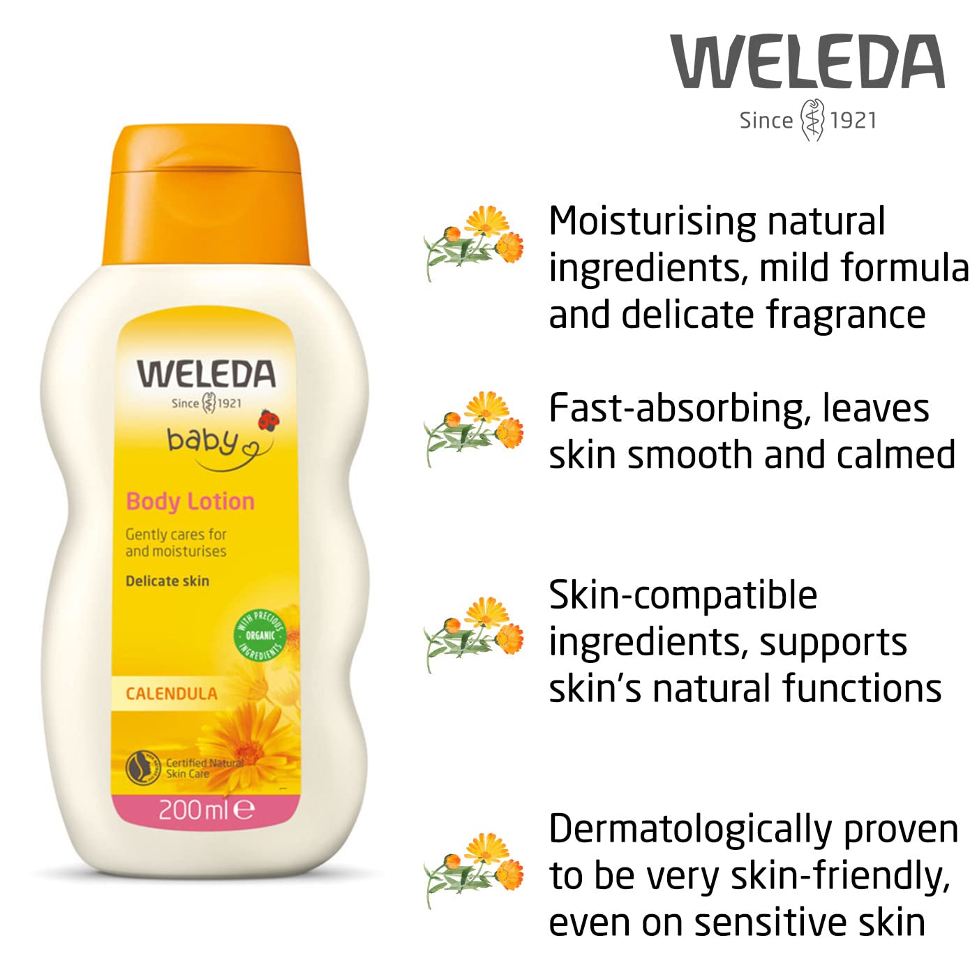 Weleda Baby Calendula Comforting Body Lotion, , 6.8 Fl Oz