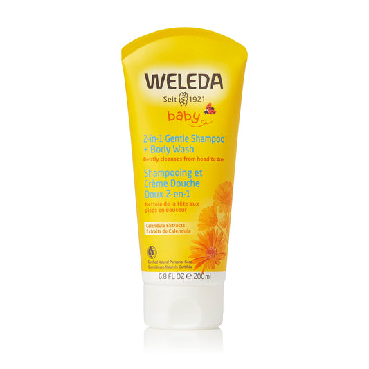 Weleda Baby Calendula 2-in-1 Gentle Shampoo and Body Wash, 6.8 Fluid Ounce